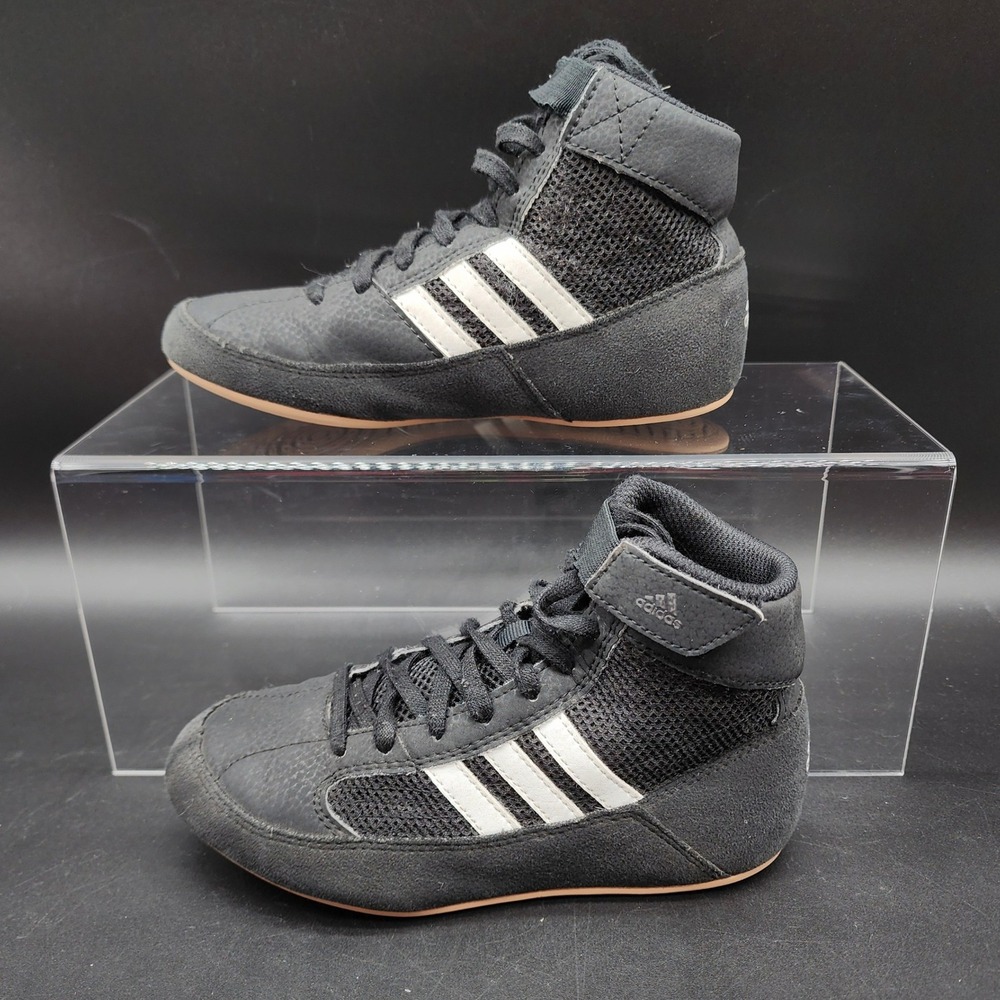 Adidas 1 Black HVC 2 Wrestling Shoes AQ3327 Combat Sports Mat Gym Training Youth